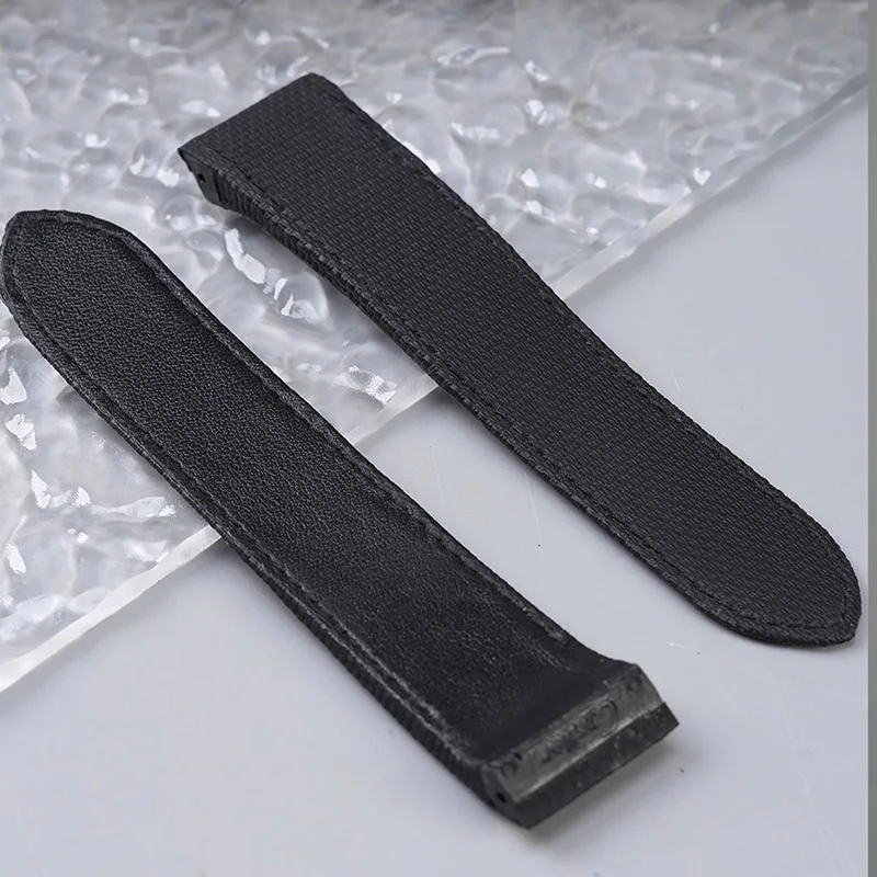 20 مللي متر 23 مللي متر مخصص FKM المطاط سوار ل كارتييه سانتوس حزام فلوروروبر حزام الساعات خزان سانتوس 100 حزام سفلي من الجلد