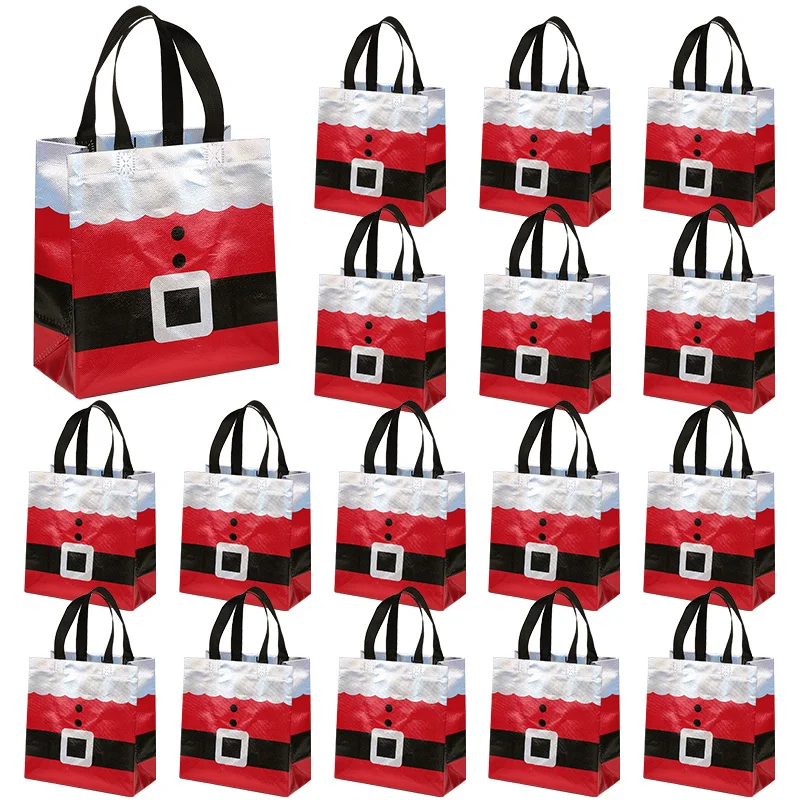 

5-20Pcs Christmas Gift Bag Santa Claus Non-Woven Tote Bag with Handle 2025 Christmas Decoration For Home New Year Kids Gift Wrap