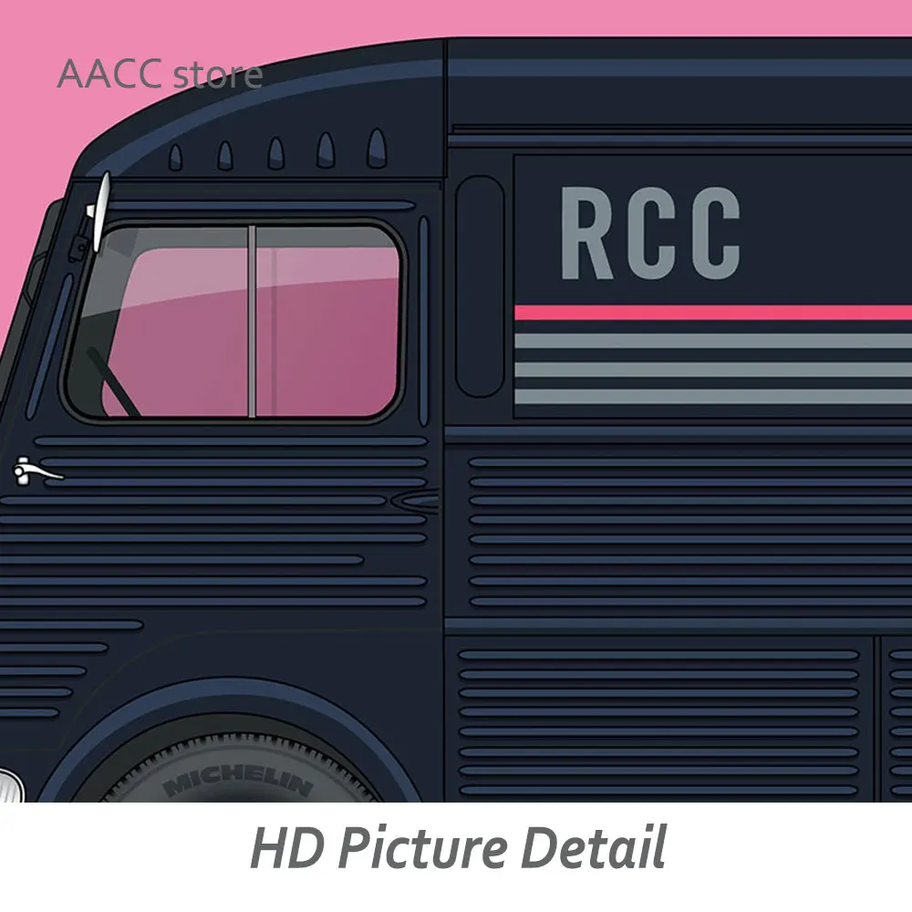 Famous Classic Pink Rapha RCC Citroën H Van Car Series Poster For Room Living Home Wall Art Decor Print Pictures Canvas Painting