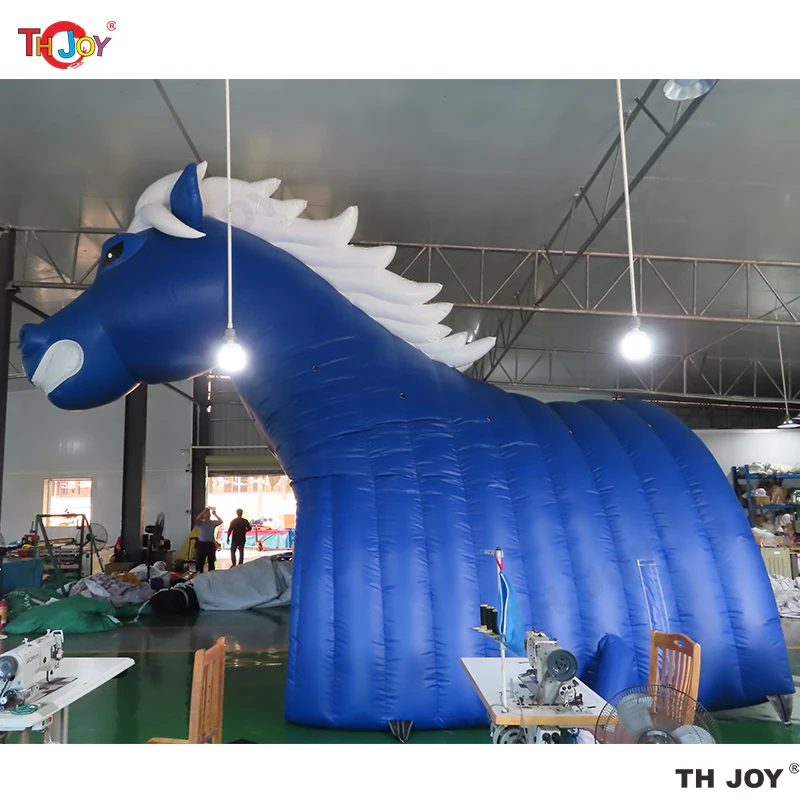 Giant Outdoor Inflatable Horse Tunnel Animal Head Entrance Channel Football Helmet Tent For Sports Events