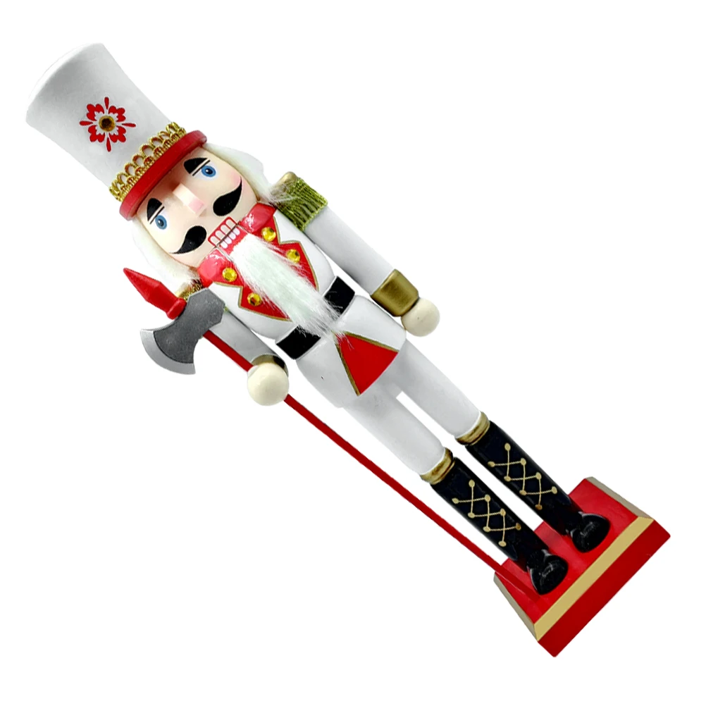 

Wooden Nutcracker 39 5cm Red White Gold King Soldier Figurine Christmas Ornament Xmas Gift Desktop Decor Holiday Craft Toy