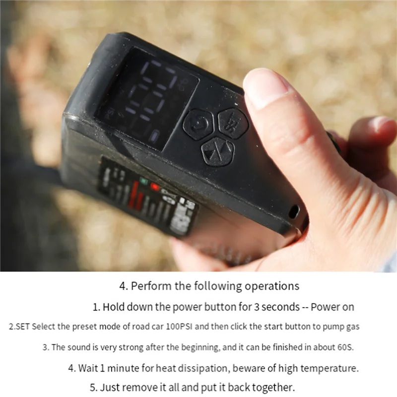 

J1UL1N Беспроводной воздушный насос Портативный шариковый насос 150Psi Портативный электрический насос для накачивания шин для автомобиля, велосипеда, мотоцикла, мини-воздушный компрессо