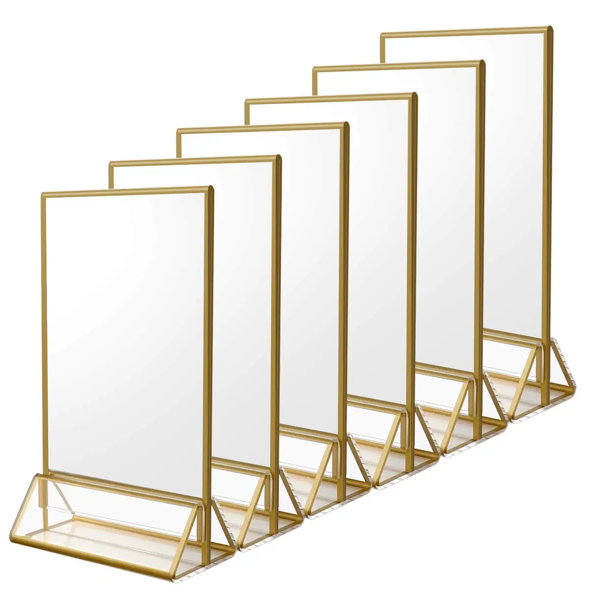 Clear Acrylic Sign Holder with Gold Borders Double Sided Menu Holders Picture Frames for Wedding Table Numbers