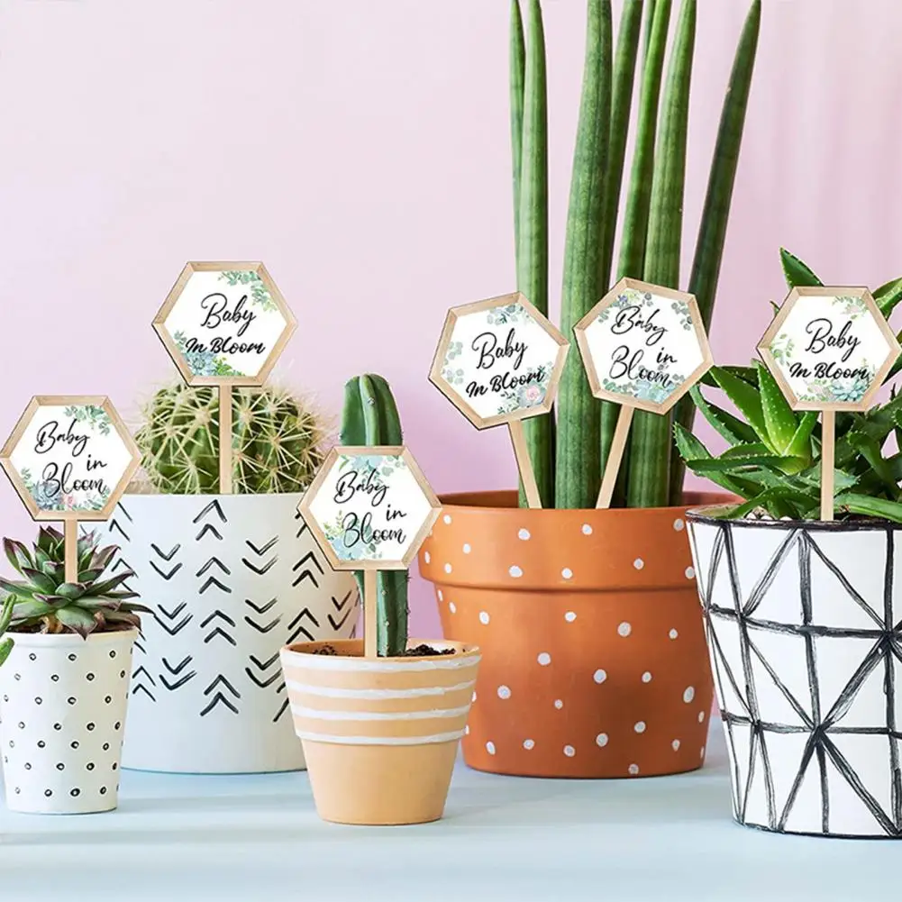 

Pointy Bottom Plant Labels Hexagon Wooden Plant Stakes Let Love Grow with Potted Labels Wedding Favors Garden Decorations