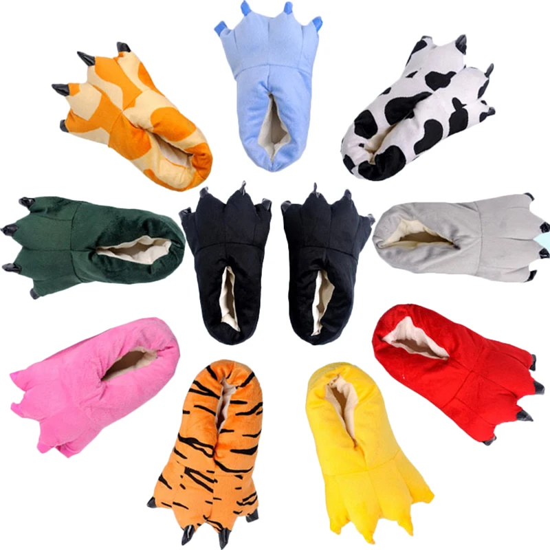 Boys Girls Slippers for Winter Thicken Plush Kids Indoor Slippers Animal Claw Shoes Dinosaur Cosplay Shoes Warm Toddler Slippers