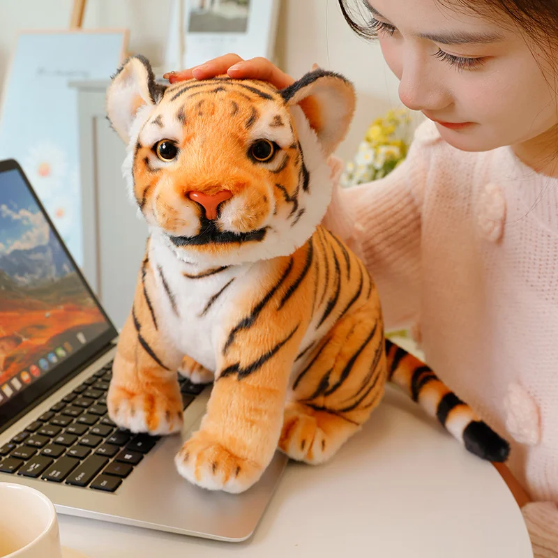 20/25/30 ซม.จําลอง Tiger Plush ตุ๊กตาคุณภาพสูงเหมือนจริงเสือดาว Lion Plush ของเล่นตกแต่งบ้านของขวัญเด็ก