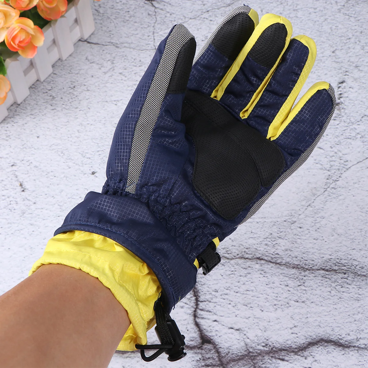 Cold Weather Gloves Waterproof Blue M Adjustable Long Cuff Windproof Super Warm Winter Gloves for Skiing Snowboarding Riding