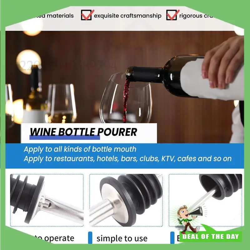 

-ABPO 4Pcs Stainless Steel Whisky Liquor Oil Wine Bottle Pourer Cap Spout Stopper Mouth Dispenser Bartender Home Bar Party Acces