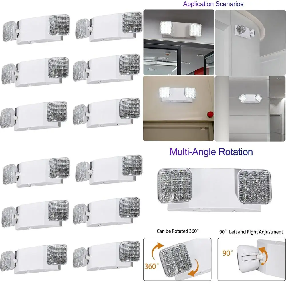 

6-Pack Commercial Grade Battery Backup LED Emergency Lights, Adjustable Fixtures, 120V/277V AC, UL Certified