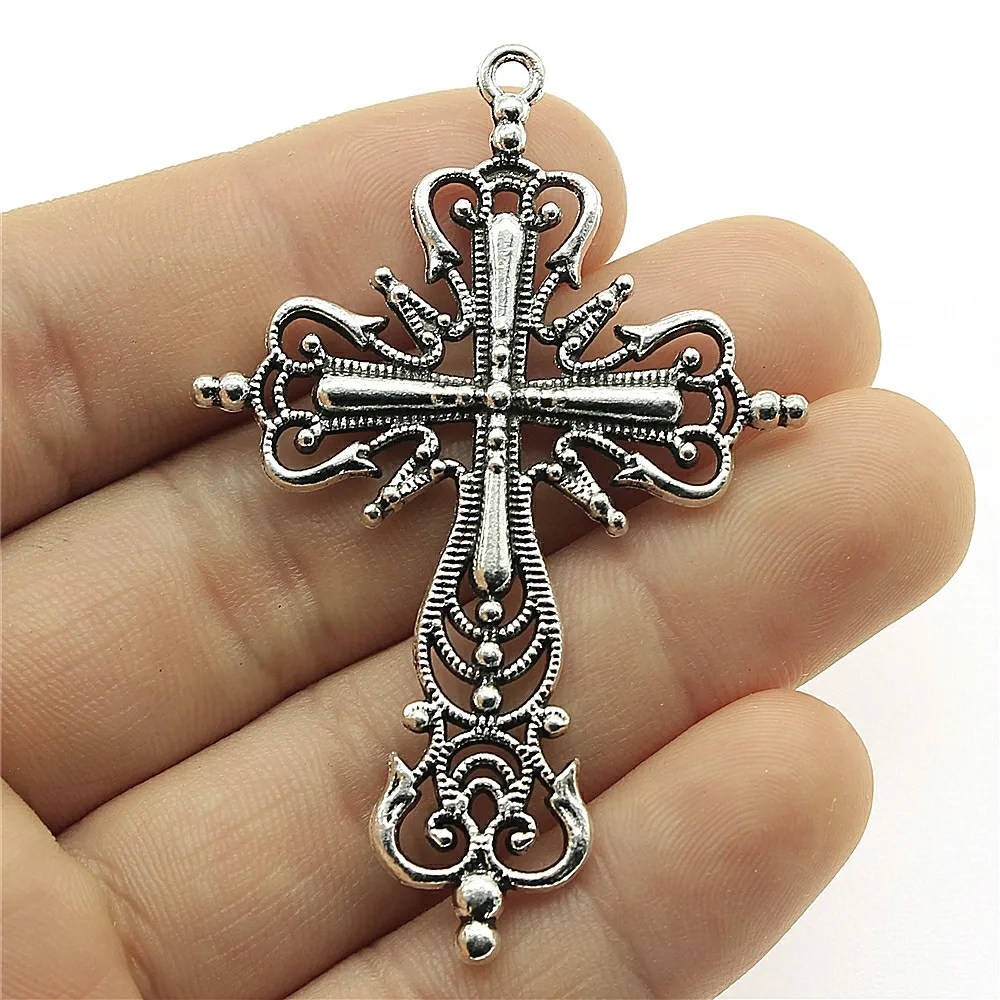 WYSIWYG 2pcs 64x43mm Cross Charm Men Large Cross Charm Pendants Big Cross Charm Vintage DIY Accessories For Jewelry Making