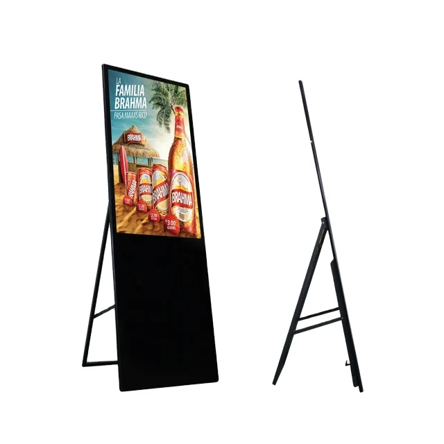 43 inch Super Slim Tilt Free Standing Electronic Board Restaurant Fast Food Android WIFI Portable Screen Advertising Stand