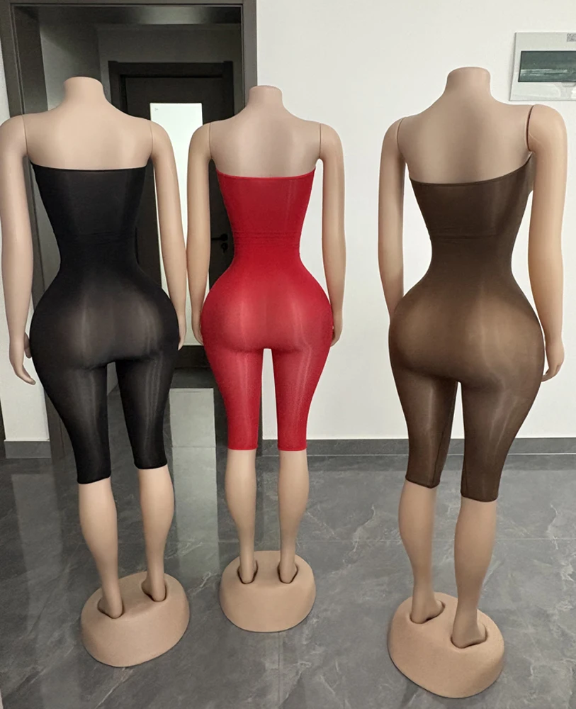 2026 Sommer Heißer Verkauf Damen Transparenter Off-Shoulder Mesh Jumpsuit Rückenfreier Bodycon Capri Unitard Sexy Clubwear Playsuit – Detail 3