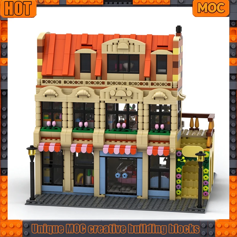 1745PCS Modular Grocery Store And Restaurant Model Building Blocks Custom Puzzle City Street View Display Stand Gifts For Fans