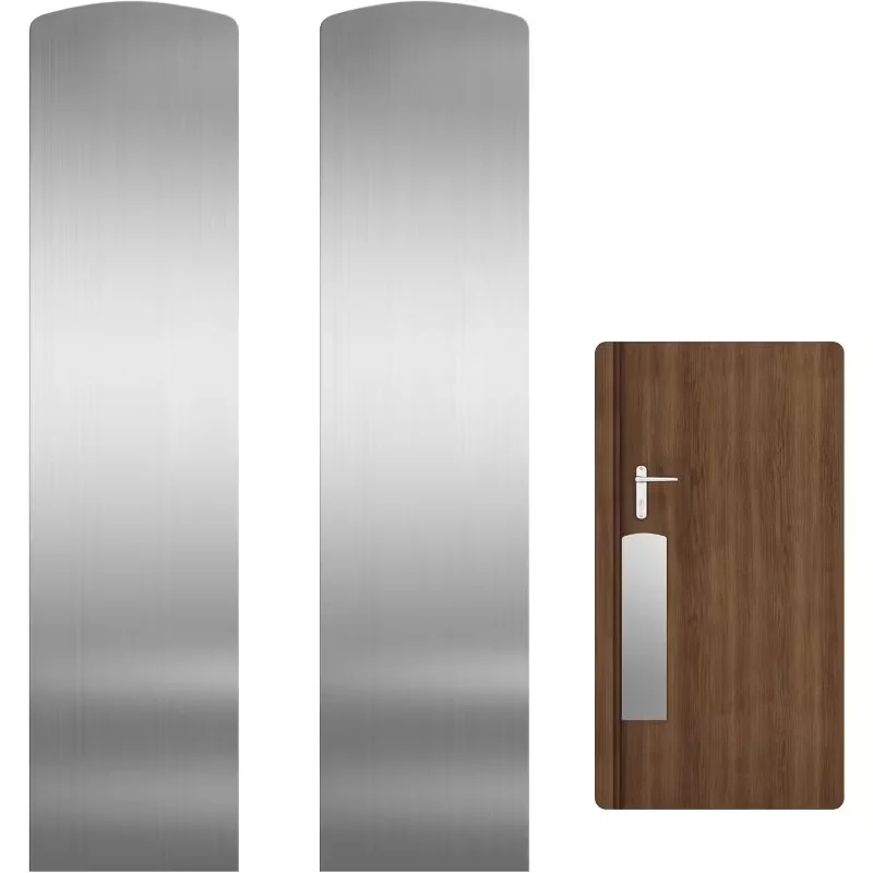 1PC 41cm/16.14inch Stainless Steel Door Scratch Protection Plate Self Adhesive Kickplate for Interior and Exterior Doors, Brushe