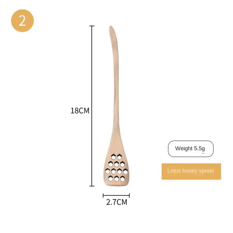 1PC Wood Honey Stirring Rod Creative Wood Spoon Carved Hollow Honey Stirring Wood Spoon Kitchen Cooking Utensil Tool