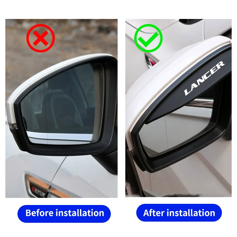 2PCS Car Rearview Mirror Rain Eyebrow For Mitsubishi Lancer 10 3 9 EVO X Asx Rearview Visor Rain Cover Auto External Accessories