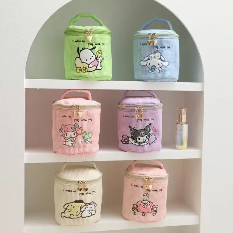 Cartoon Girl Cute Sanrio Pochacco Handbag Large Capacity Makeup Bag Portable Water Bucket Bag Pencil Case Storage Bag Gift