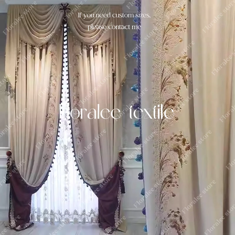 

European Luxury Curtains for Living Room Villa Palace Curtains High-end Blackout Curtains High-quality Fabric Curtains Valance
