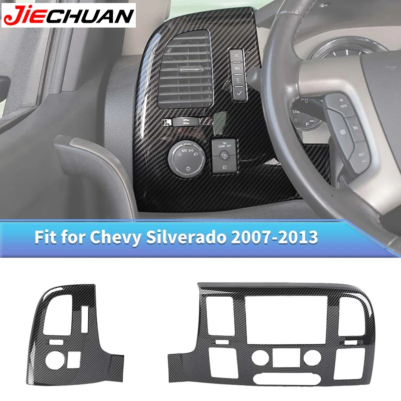 

JIECHUAN Carbon Fiber Style Car Central Control Navigation Panel Decoration Cover Fit For Chevy Silverado/GMC-SIERRA 2007-2013