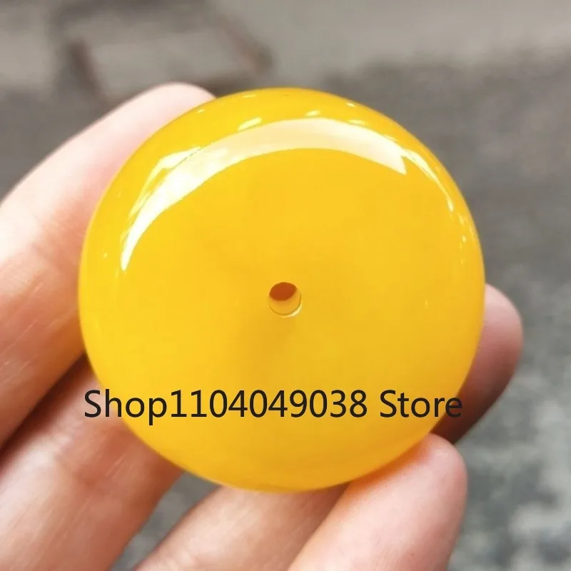 Round Mellite Buckle Pendant Women's Sweater Chain Fluorescent Floating Salt Water Amber Raw Stone Necklace