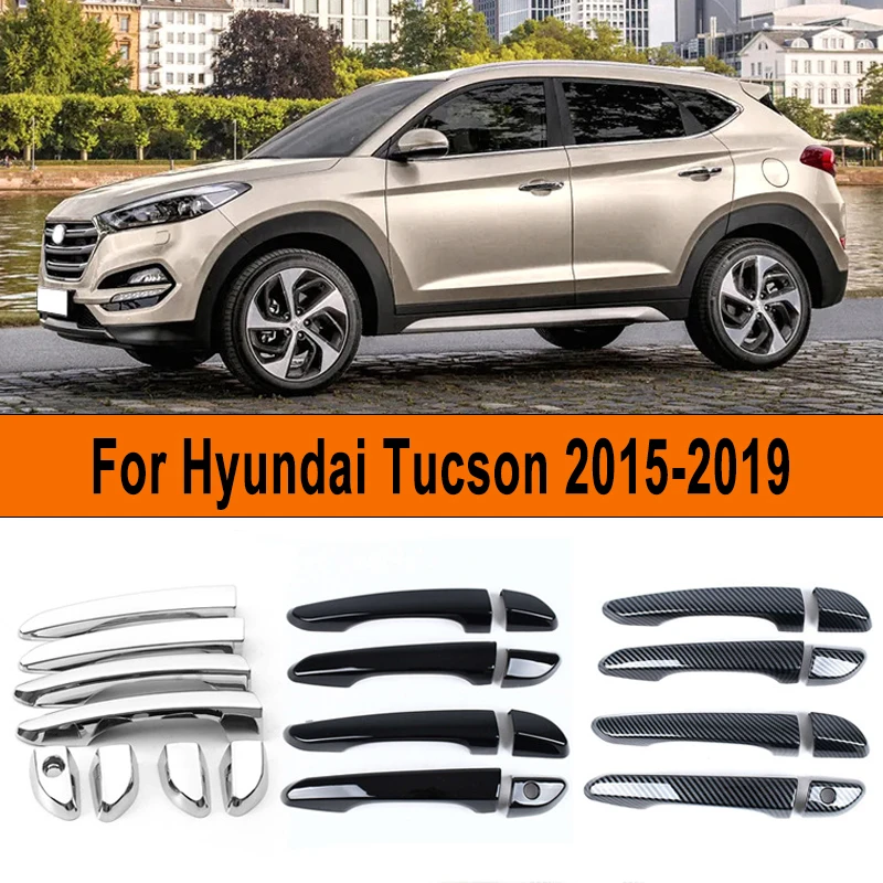 

Glossy Black Carbon Fiber Chrome Car Door Handle Cover Sticker Styling Accessories For Hyundai Tucson 2015-2019 2018 2017 2016