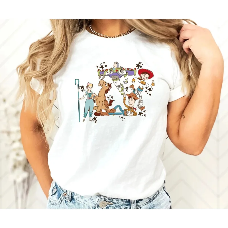 

Лето 2025 г., новая рубашка «История игрушек», рубашка «Бесконечность и выше», рубашка «Buzz Lightyear», рубашка Bo Peeping Jesse, рубашка «бычий глаз»