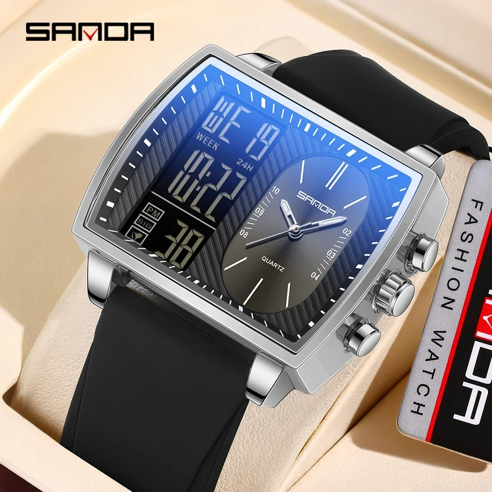 SANDA 6238 Fashion Men's Electronic Watch with Multi functional Waterproof Shockproof Night Light LED Luxury Electronic Watch