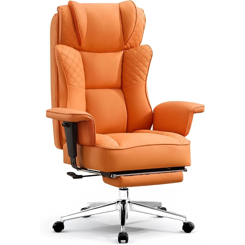 

Big and Tall Office Chair, High-Back Leather Executive Reclining Chair with Footrest, Ergonomic Wide Computer Desk Chairs