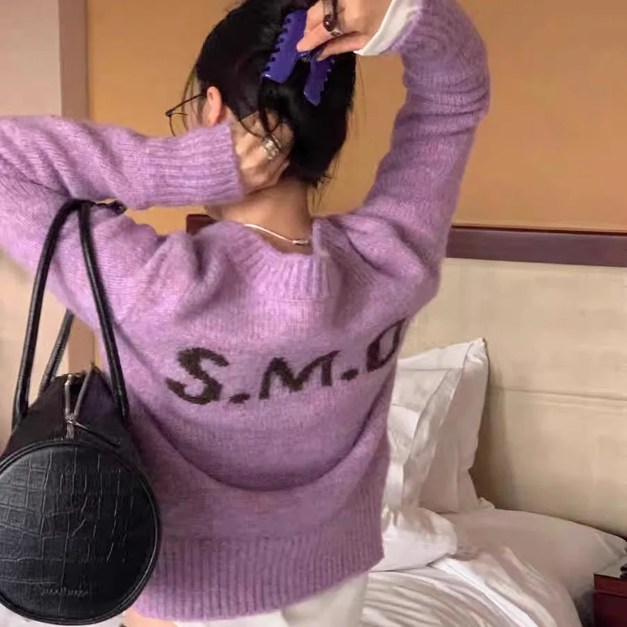 سترة محبوكة أنيقة Smoothood Ba Color Blo V-Ne كل مباراة لخريف 2025 كورية فضفاضة تناسب طويلة Sve #3