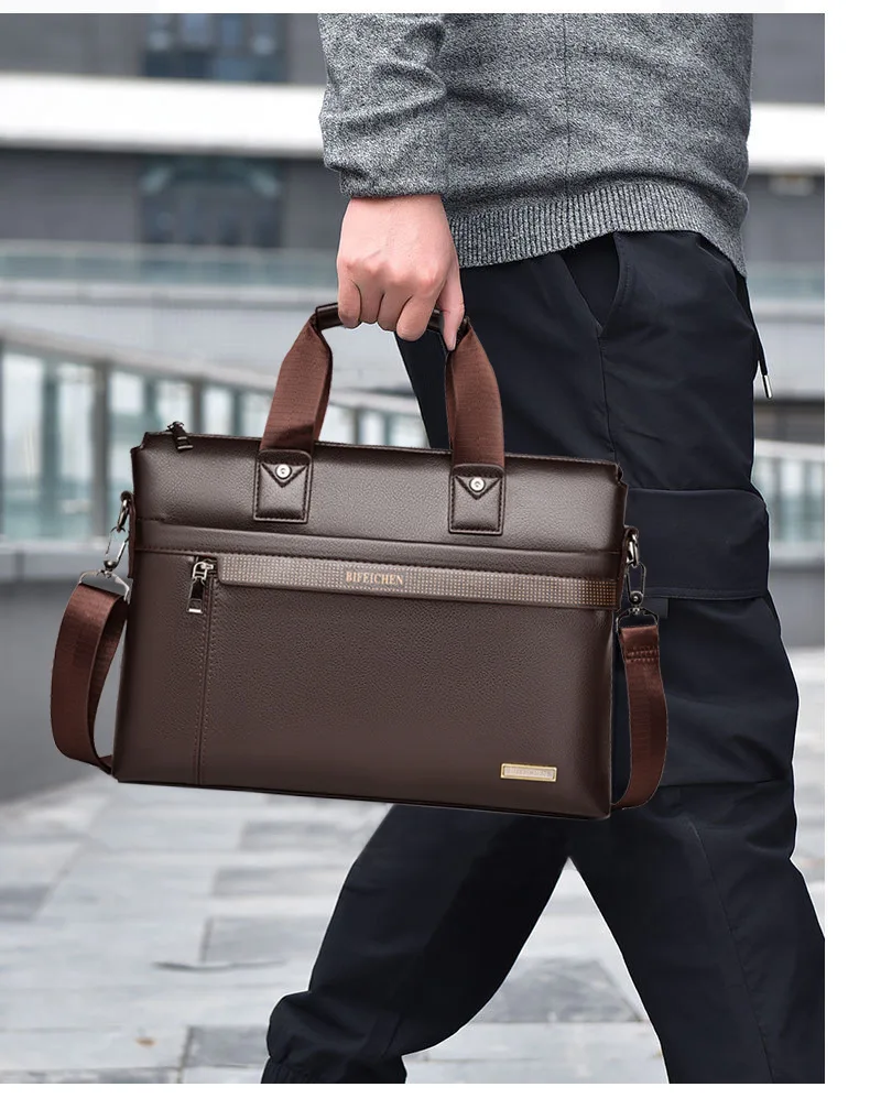 2026 New Luxury Brand Man Handbags Leather Laptop Briefcase Business A4 Document Bags For IPAD Office Male Vintage  Shoulder Bag