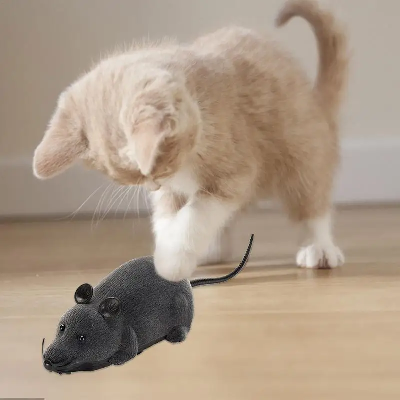 Cartoon Mini Remote Mouse Prank Toys Realistic Filling Animal Plush Mouse Electronic Remote Control Mice for Cat Interactive Toy