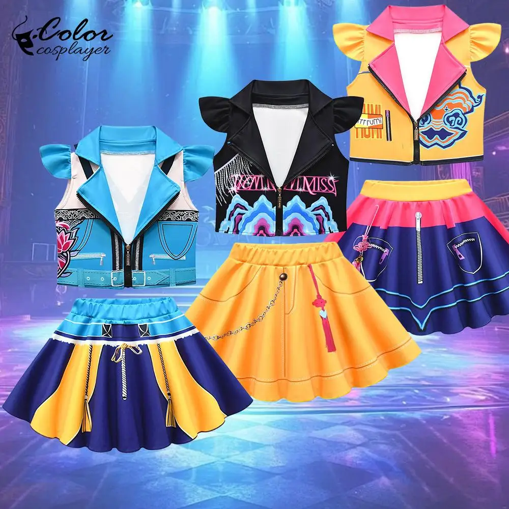 

Kpop Demon Hunters Set Girl Halloween Cosplay Costume Rumi Mira Zoey Vest Suit 3D Print Anime Idol Stage Performance Outfit