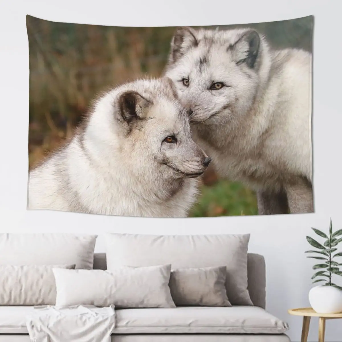 

Arctic Fox Cuddle Tapestry Carpet Wall Decorations For Room Home And Comfort Decor Home Decoration Accessories Tapestry