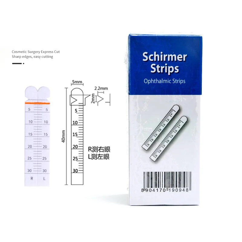 Tear secretion test strips Sodium fluorescein test strips Artificial tear test filter strips Ophthalmic test strips