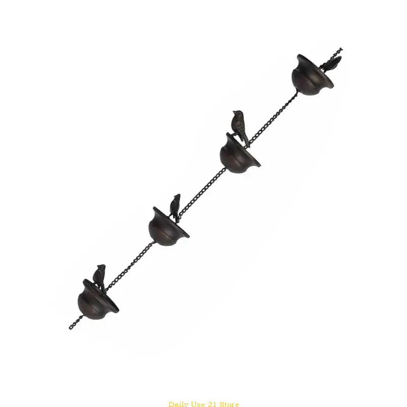 

Outdoor Birds On Cups Metal Rain Chain Rain Catcher For Gutter Roof Decorations Metal Drainage Rain Chain Downspout Tool