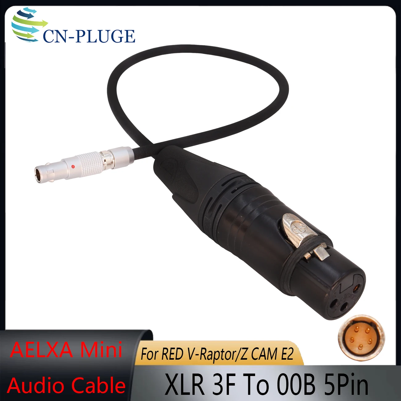 00B 5Pin Male to XLR 3Pin Female for Z CAM E2/ARRI ALEXA Mini/RED Komodo/RED V-Raptor Camera Audio Cable