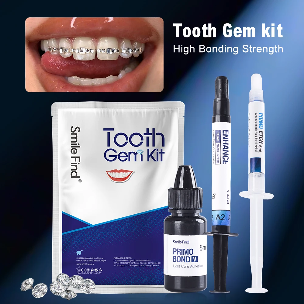 

Diy Tooth Gem Kit With Curing Light And Glue Crystals Teethjewelry Starter Kit Tiktok Diamonds Gems Kit Orthodontics Product