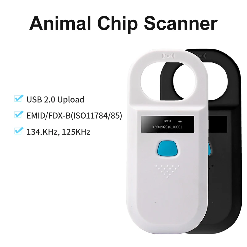 

134.2KHz Animal RFID Identificacion 125KHz Pet Cat Fish Dog Cow Sheep Reader EMID FDX-B Microchip Scanner