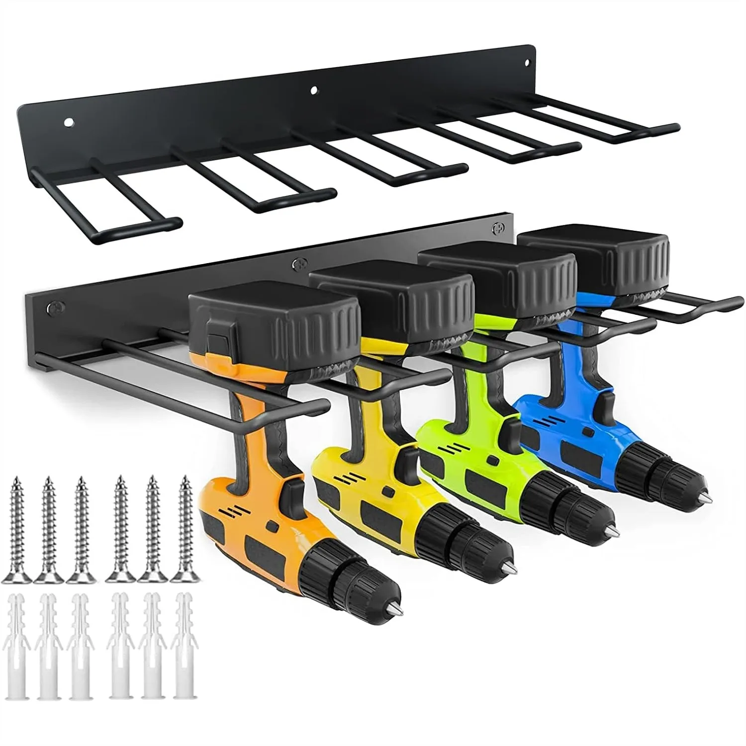 

Power Tool Organizer, 2PCS Drill Holder Wall Mount for Garage Storage, Heavy Duty Metal Rack with Quick Installation for
