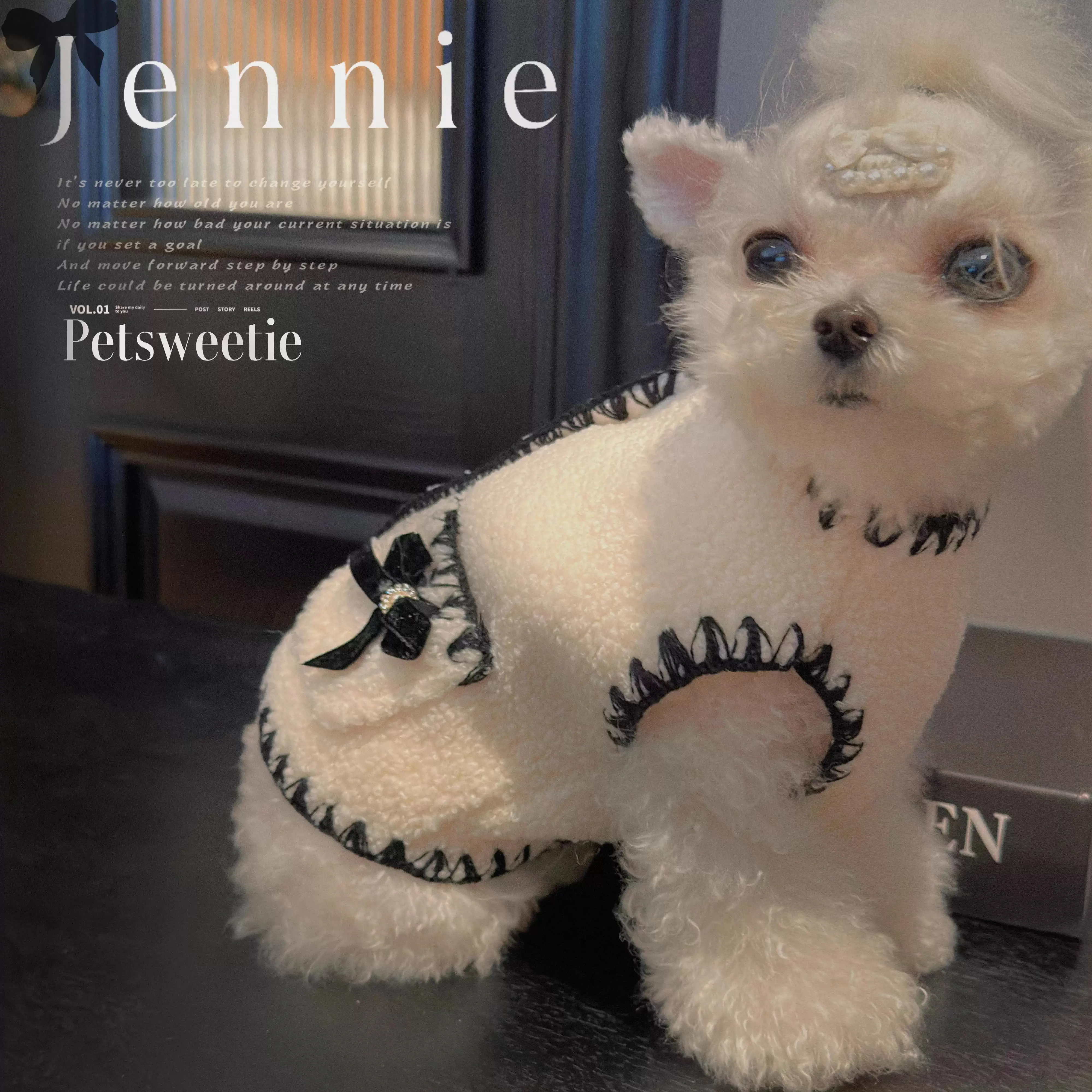 

Classic Brand Design Lambskin Warm Pet Coat In Jennie Style - Fashionable Dog Cotton Coat