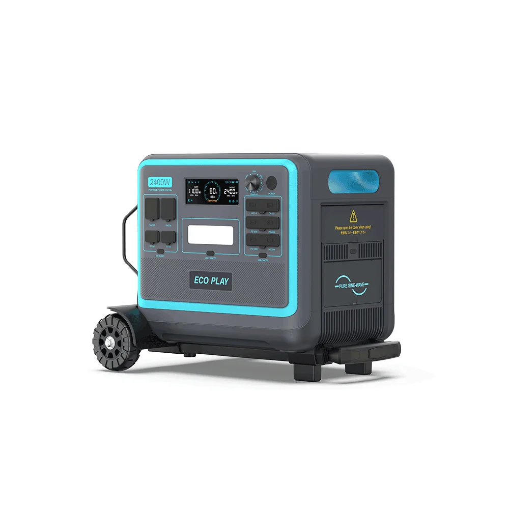 Emergency Energy Storage Solar Generator LiFePower4 MPPT Car Solar Battery Backup 2400W Portable PowerStation for Camping
