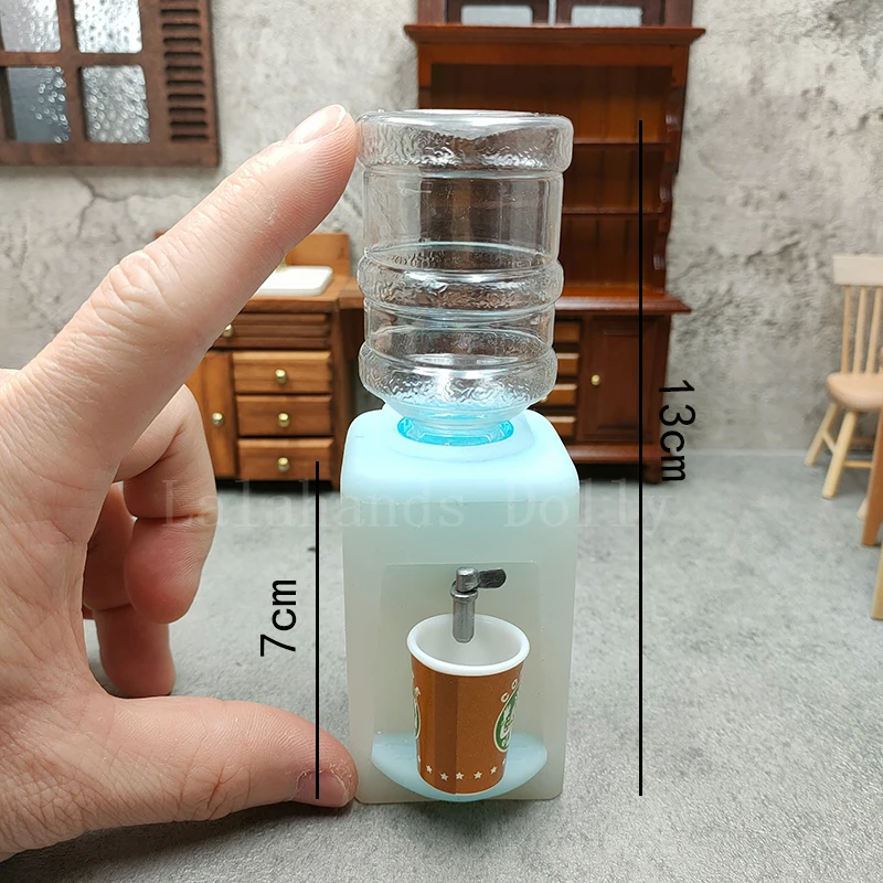 Casa de boneca mini dispensador de água (pode receber água) para casa de boneca cozinha sala estar móveis decoração acessórios