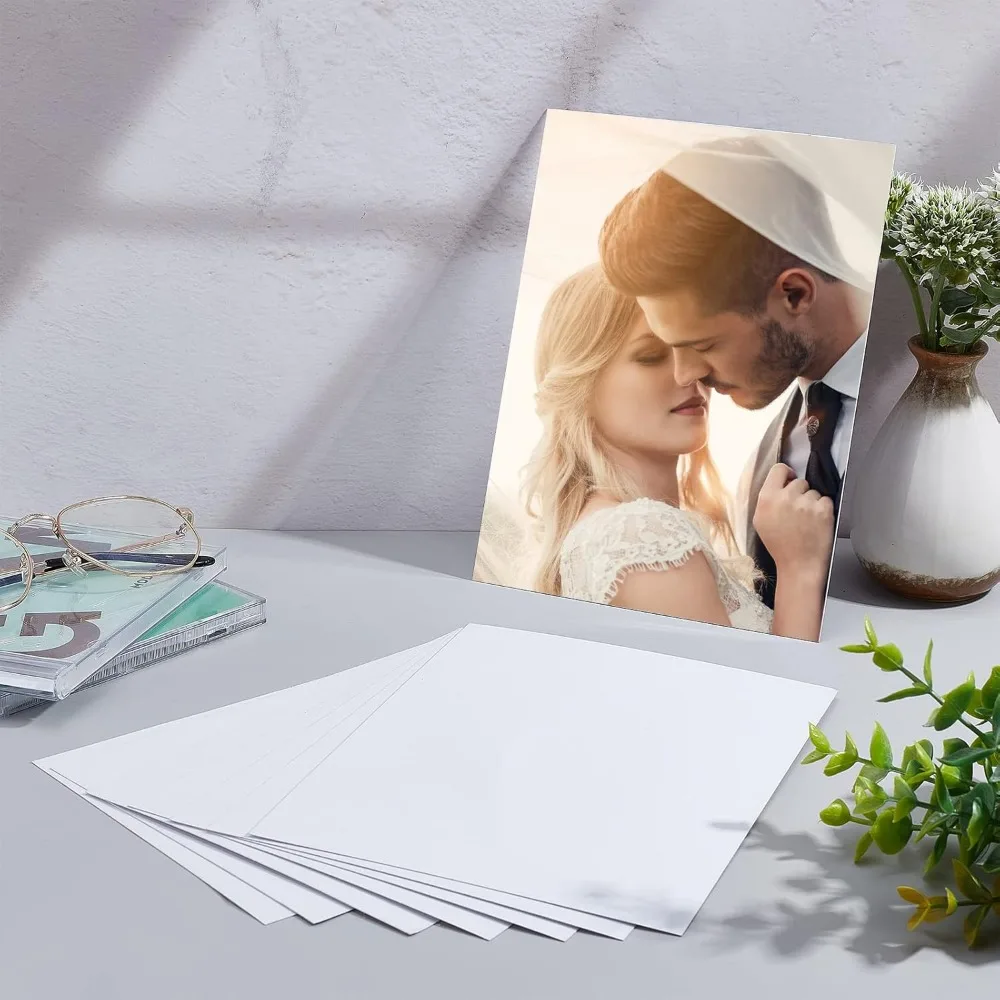 10 Pieces Sublimation Metal Photo Blanks 8 x 6 Inch Sublimation Aluminum Photo Sign White Blank Wall Poster Frame Custom