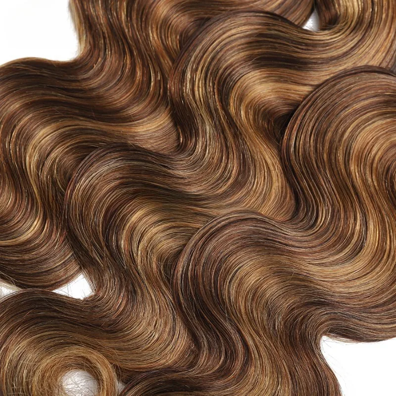 P4/27 Highlight Body Wave Human Hair Bundles 100g/pc Honey Blonde Bundle Brazilian Virgin Human Hair Weave Extensions For Women