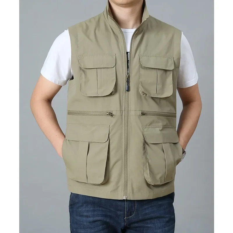 Luxury Men's Clothing Embroidered Vest Mens Windbreaker MAN Work Coat Waterproof Sleeveless Jacket Camping Pocket