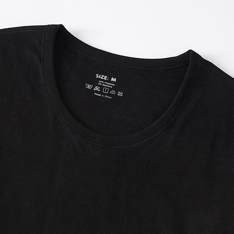 طقم ملابس داخلية دافئة غير رسمية سوداء للرجال مكون من قطعتين للخريف والشتاء، قميص نوم كبير مريح برقبة دائرية وقاعدة للياقة البدنية #5