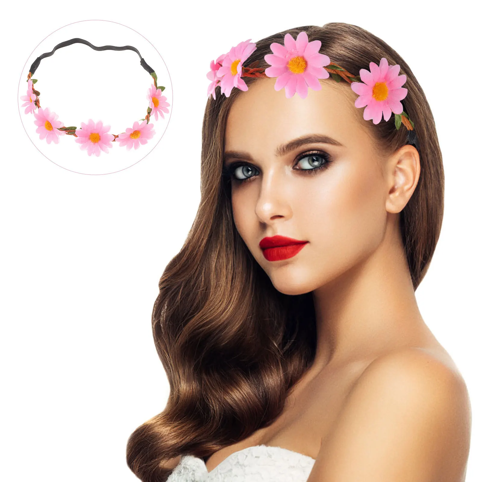 

10 шт., повязки на голову с имитацией цветка ромашки, нежная цветочная гирлянда, венок для волос, свадебная вечеринка, женская повязка на голову, аксессуары