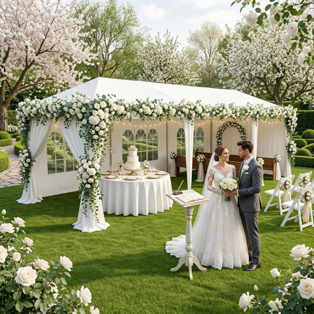 

10'x30' Large Outdoor Canopy Party Tent Wedding Tent with 6 Removable Window Sidewalls & 2 Zippered Doorways Gazebo, Customized