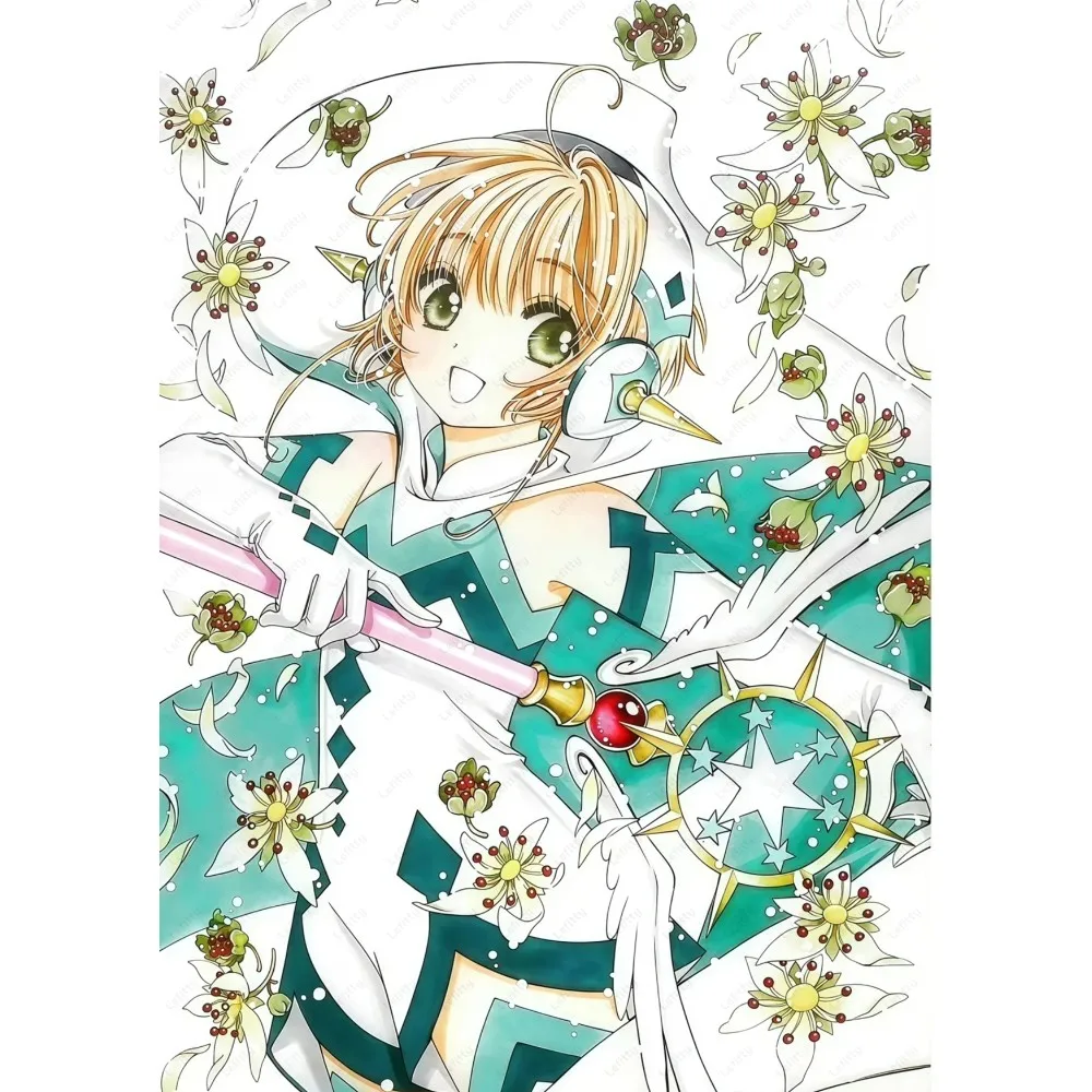 C-Card CaptorS S-Sakura Kawaii Pink Girl Poster Sticky Wall Art Printing Wasserdicht Home Living Bed Room Bar Ästhetisches Dekor – Detail 14