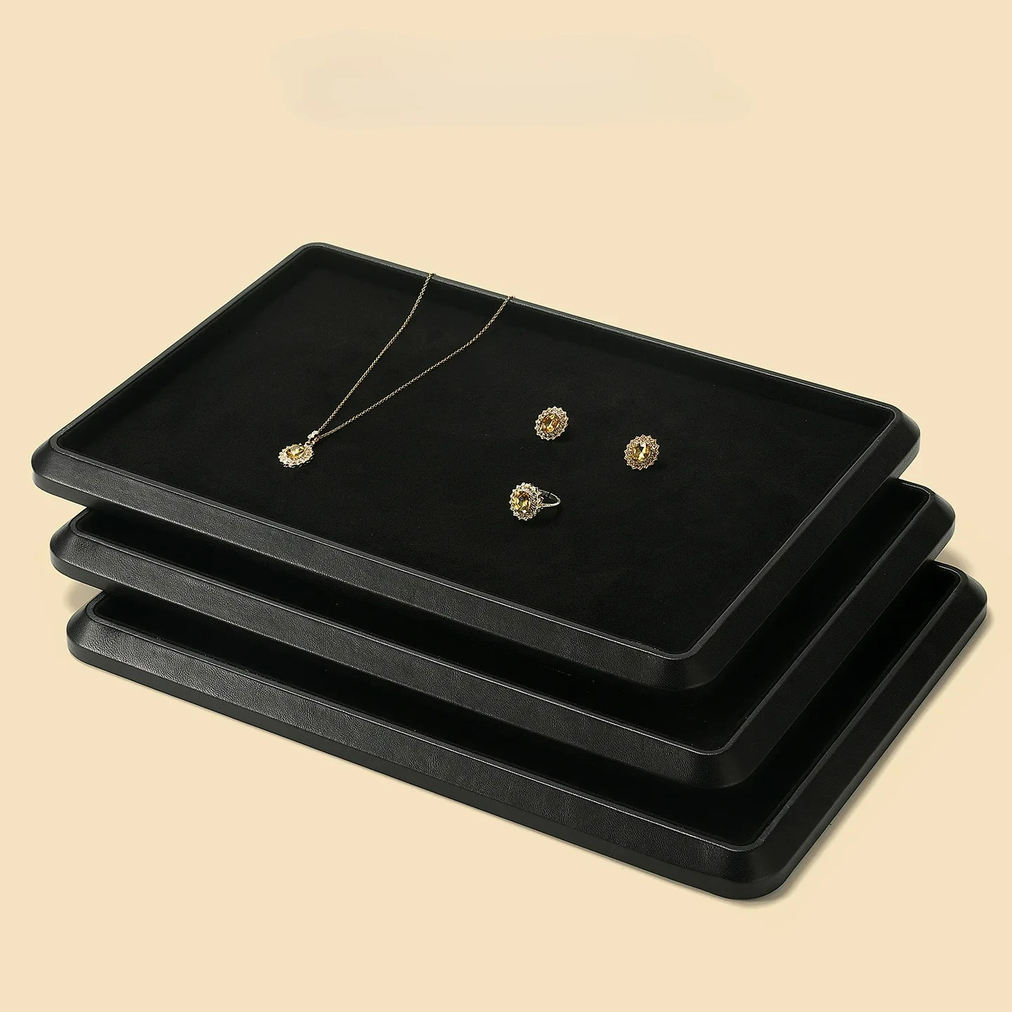 Leather jewelry display tray ring necklace bracelet jade jewelry tray window view pallet display tray
